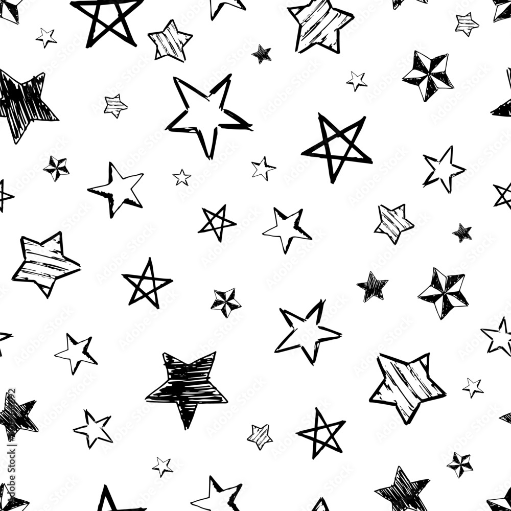 Seamless doodle hand drawn stars Stock Vector | Adobe Stock