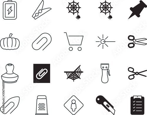 clip vector icon set such as: hairstyle, checklist, female, knife, utility, list, hang, power, file, ray, lithium, bag, battery, accessories, accumulator, legal, appropriate, body, stamp, full