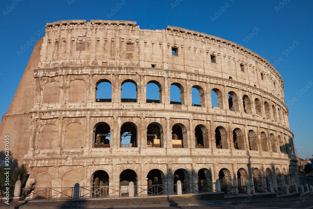 Sunrise View of Colosseum in Rome Italy