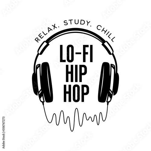 Headphones t-shirt design with quote. Vector illustration.