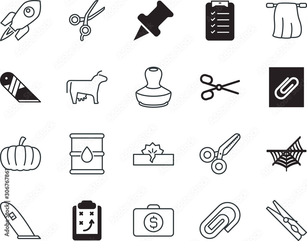 Obraz premium clip vector icon set such as: trap, approval, chemical, choice, cattle, arrow, planet, pinned, pattern, man, home, cotton, emblem, fossil, string, push, presentation, folded, fastener, edge