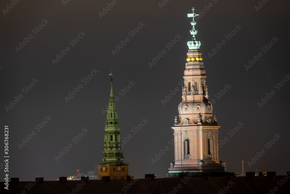 Night view on Copehgane towers Night view on Copehgane towers