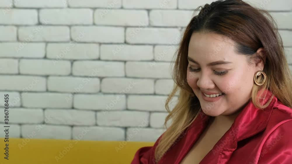 Big size or plus size girl get gift box and it contain food for her then she look happy. Big size or plus size girl get gift box and it contain food for her then she look happy.