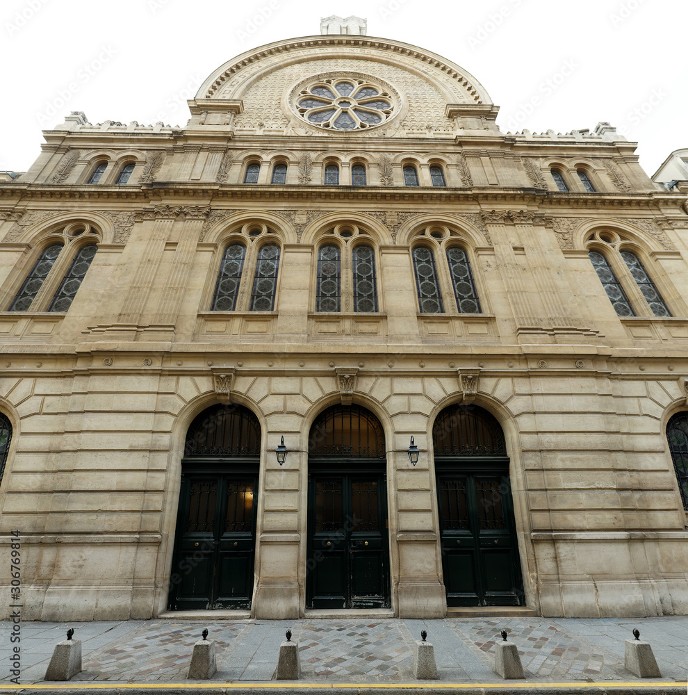 The Synagogue des Tournelles or the Great Synagogue of Marais district in Paris , France.