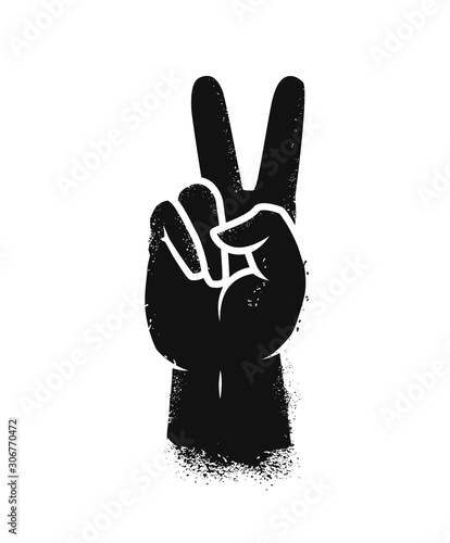 Victory or peace hand gesture symbol. Vector illustration