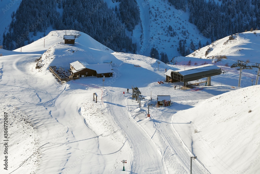 Ski resort snowy alpine landscape