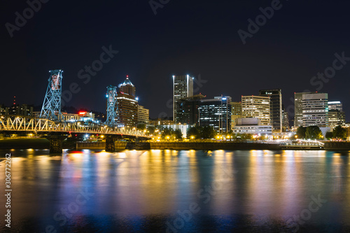 Wallpaper Mural Portland city night skyline during a calm weather, in Oregon, USA Torontodigital.ca