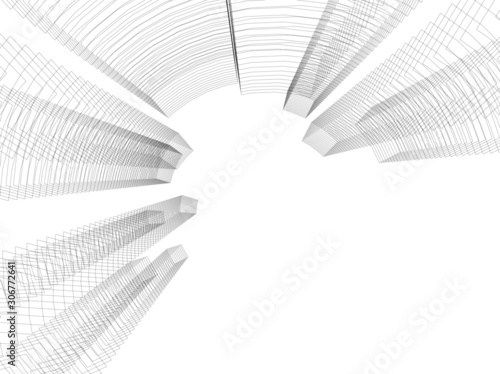 Concept 3d architecture building, vector illustration