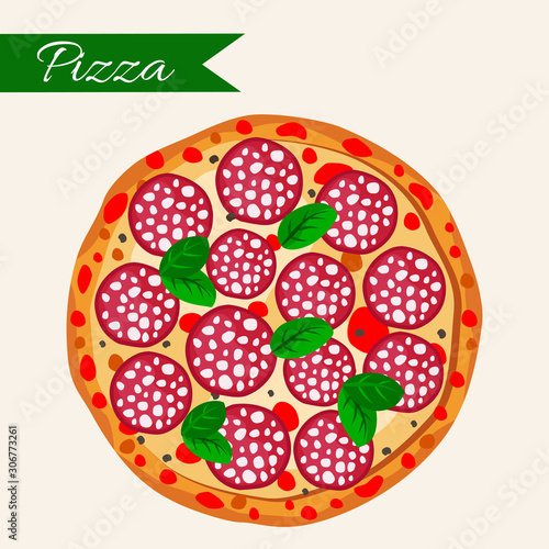 Fototapeta Naklejka Na Ścianę i Meble -  Pizza italiana vector illustration. Flat design.
