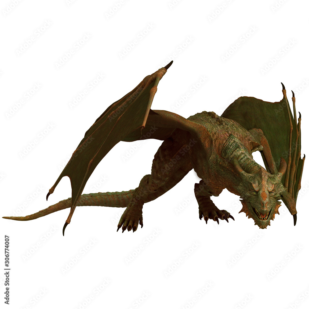 Green dragon attack fantasy animal Mytjological creature