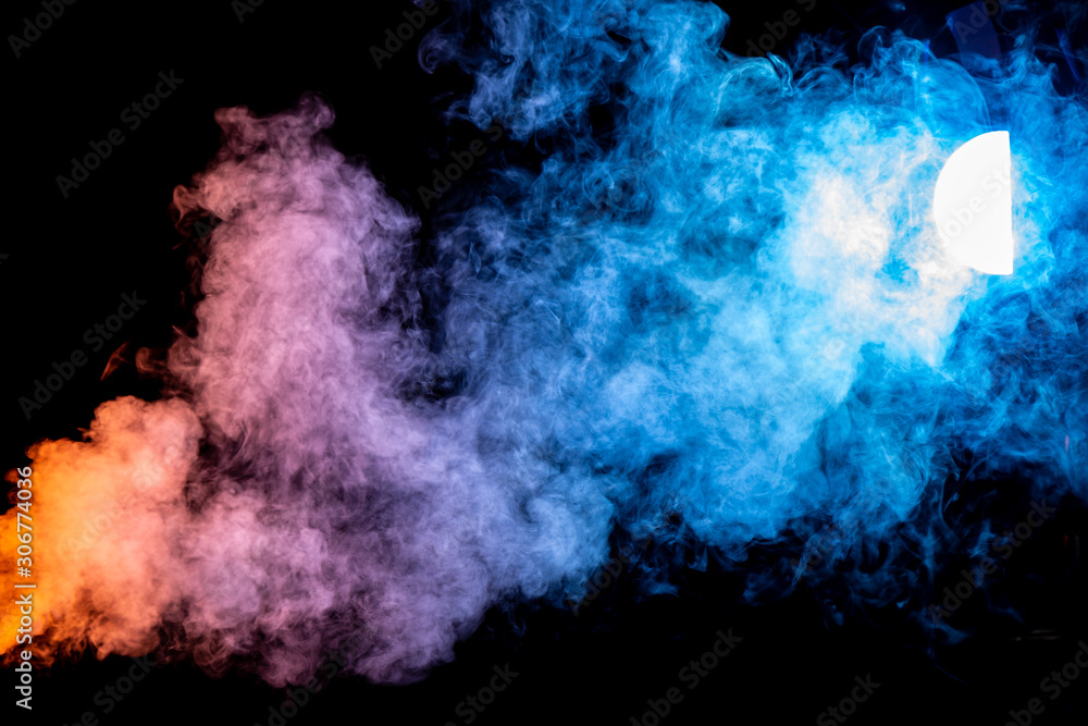 Bright Yellow, Red, and Blue Smoke