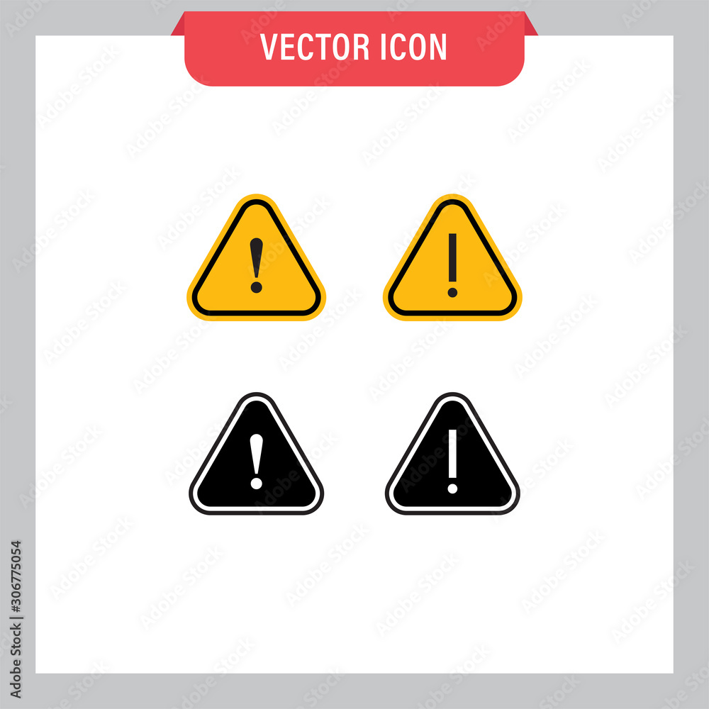 Attention icon set, danger symbol vector. Triangle sign with exclamation mark collection. Attention icon set, danger symbol vector. Triangle sign with exclamation mark collection.
