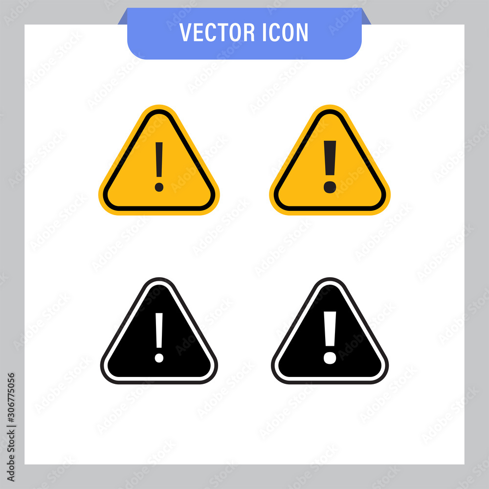 Attention icon set, danger symbol vector. Triangle sign with exclamation mark collection. Attention icon set, danger symbol vector. Triangle sign with exclamation mark collection.