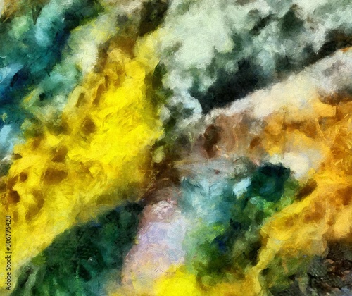 Multicolor brush strokes in oil structure. Grunge fine art mixed media texture. Artistic detailed background. Interesting designed pattern. Prints backdrop. © Alexandr