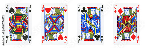 Four Jacks Playing Cards - isolated on white