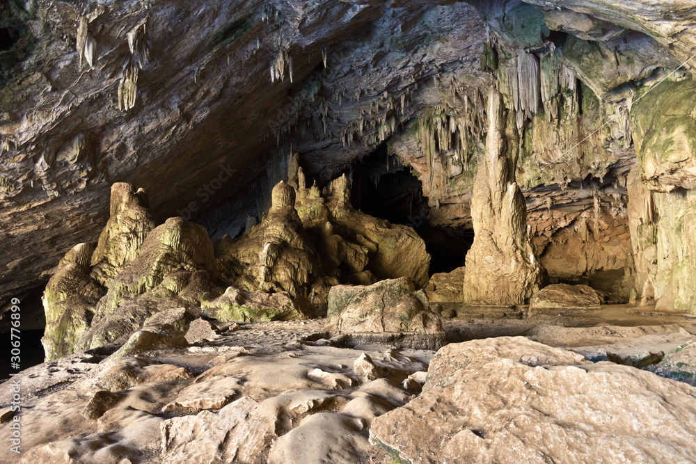 Stalagtites and Stalagmites at Tham Lot Cave, Mae Hong Son Province, Thailand