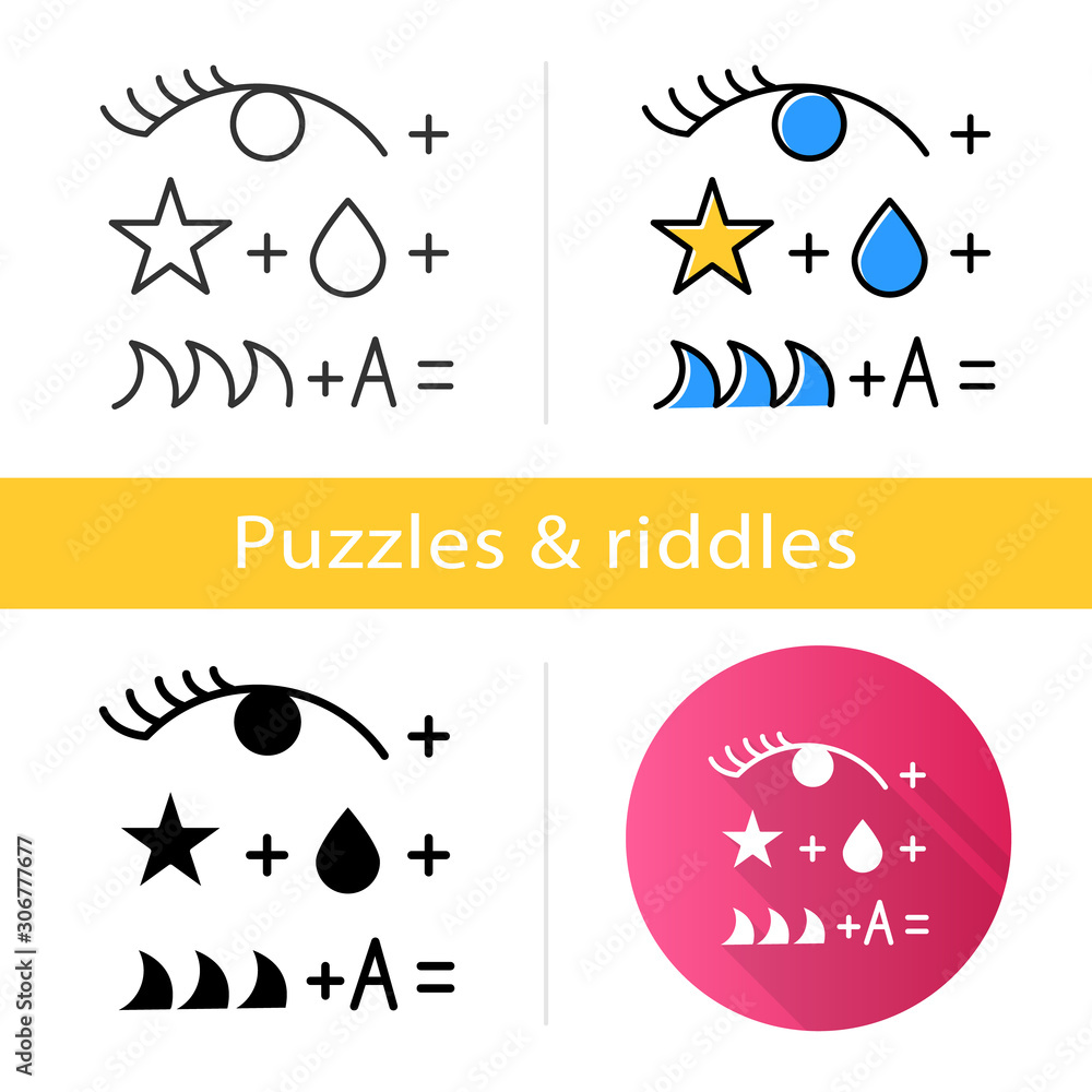 Rebus icon. Conundrum, brainteaser. Abstract reasoning. Ingenuity ...