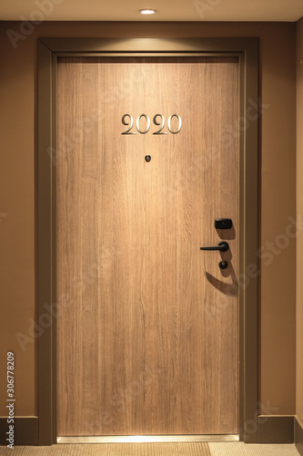 Fotografía Happy New Year 2020 concept, lettering on the Hotel door