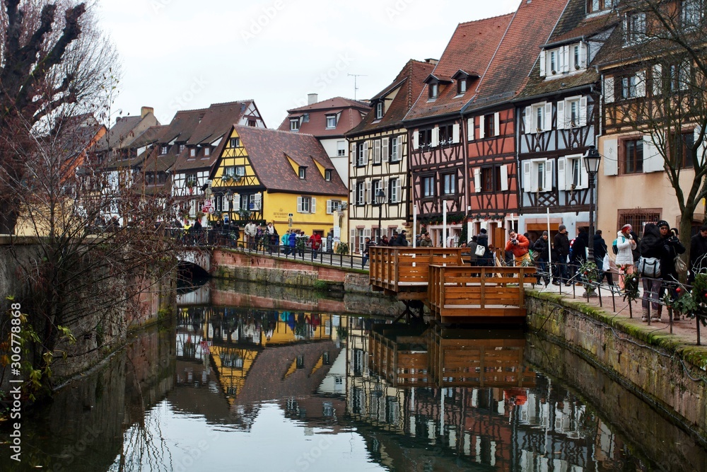 canal in Colmar, Called the little Venice, Alsace, a France