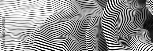 Abstract striped surface, black and white original 3d rendering © tostphoto