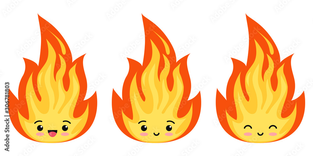Emoji fire flames icon set isolated on a white background. Emoji fire flames icon set isolated on a white background.
