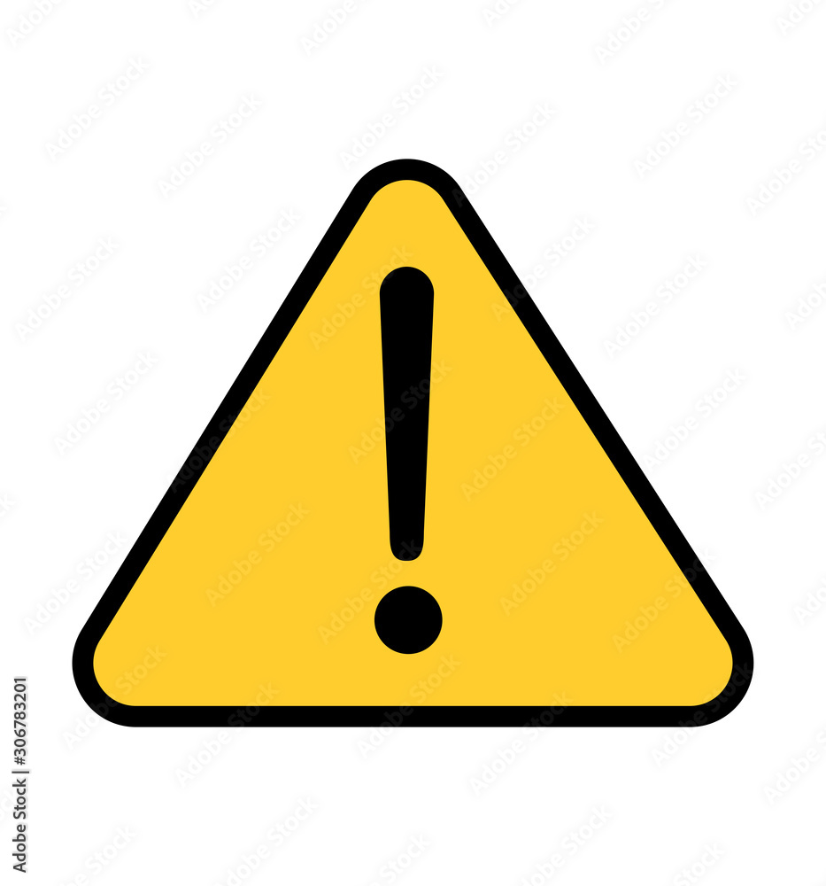 Attention caution icon vector illustration flat on white Attention caution icon vector illustration flat on white
