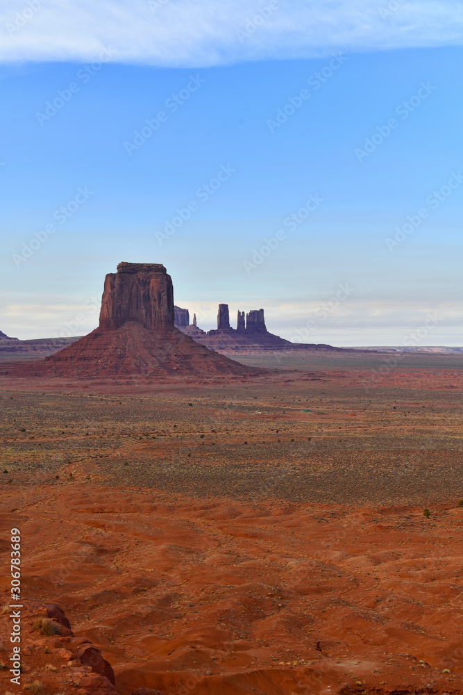 Naklejka premium The desert landscape of Monument Valley, Navajo Tribal Park in the southwest USA in Arizona and Utah, America
