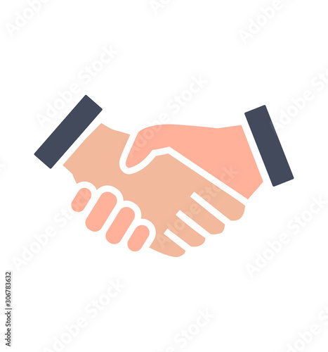 Handshake icon line and flat style isolated on white Vector