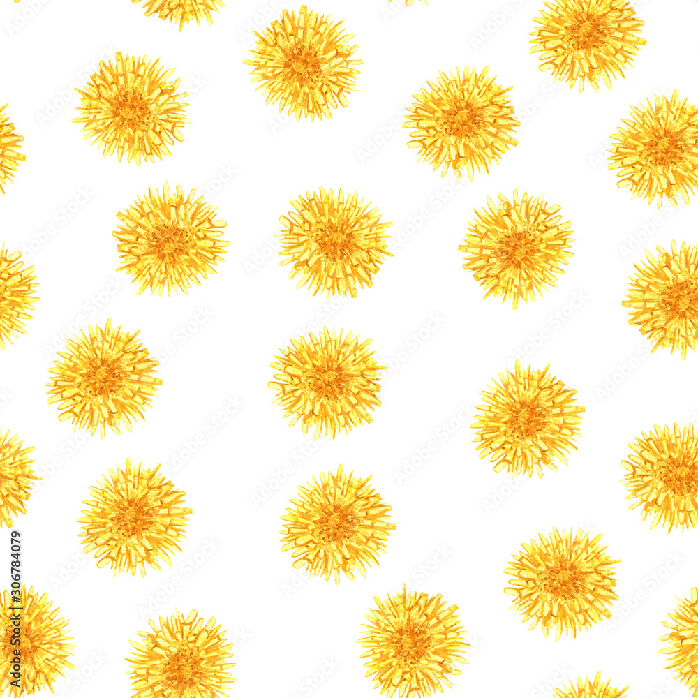 Seamless pattern with watercolor dandelion flowers. Flower pattern. Botanical background. Spring background. Summer backdrop. Seamless pattern with watercolor dandelion flowers. Flower pattern. Botanical background. Spring background. Summer backdrop.