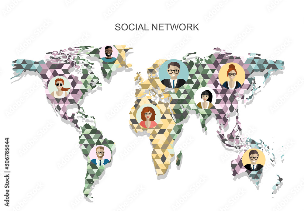 Naklejka premium Social network, people connecting all over the world.