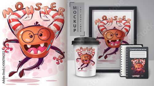 Halloween monster poster and merchandising
