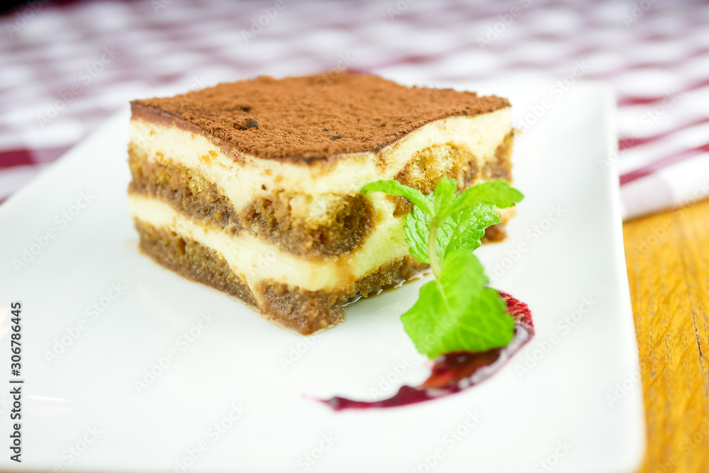 Cake on a restaurant table Cake on a restaurant table