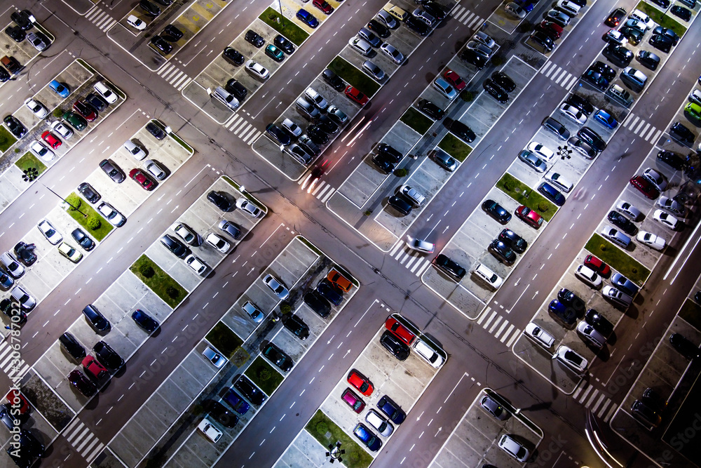Fototapeta parking lot aerial view