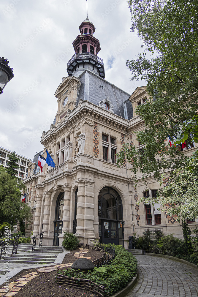 City hall (mairie) of the XII arrondissement in Paris. XII arrondissement, called Reuilly, is situated on the right bank of the River Seine. Paris, France.