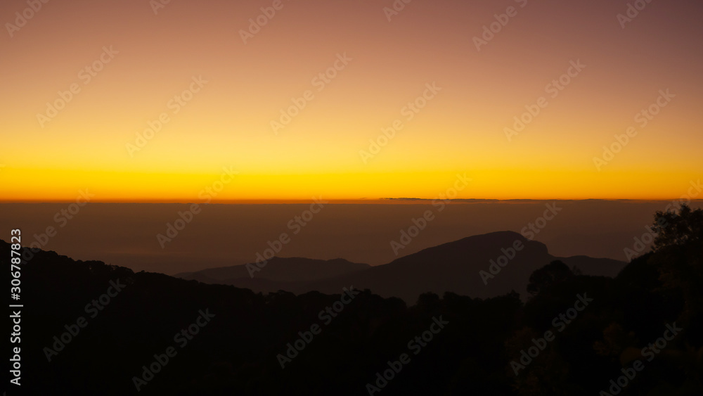 Obraz premium landscape of Mountain with forest in Twilight time