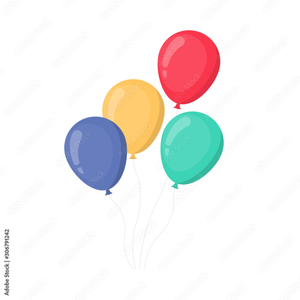 Bunch of balloons of different color isolated on white background. Vector illustration. Bunch of balloons of different color isolated on white background. Vector illustration.