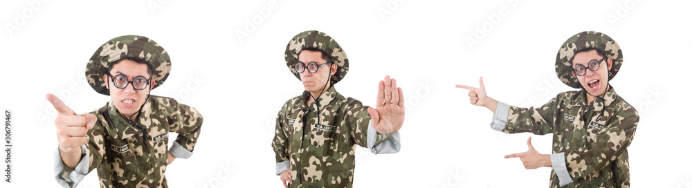 Funny soldier in military concept Funny soldier in military concept