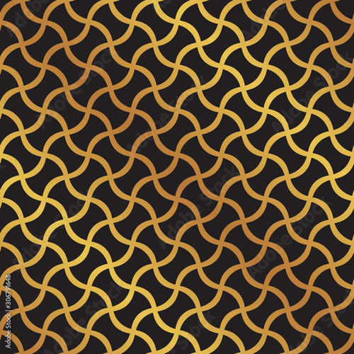 Seamless Islamic gold intersecting wave pattern background