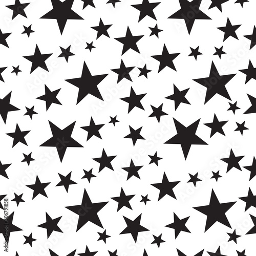 Seamless star pattern background in black and white