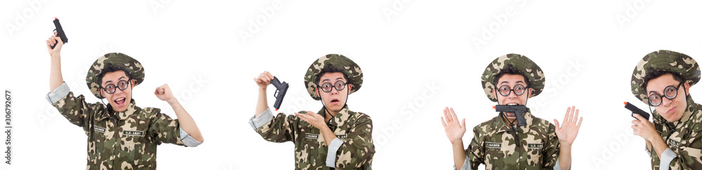 Funny soldier isolated on the white Funny soldier isolated on the white