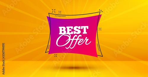 Discount banner shape. Best offer badge. Sale coupon bubble icon. Abstract yellow background. Modern concept design. Banner with offer badge. Vector