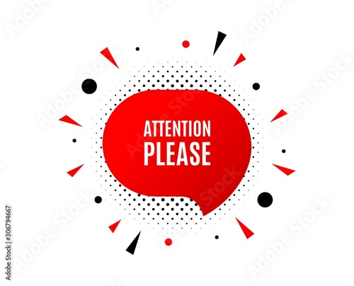 Attention please. Banner badge, offer sticker. Special offer sign. Important information symbol. Attention please banner. Sticker badge. Vector
