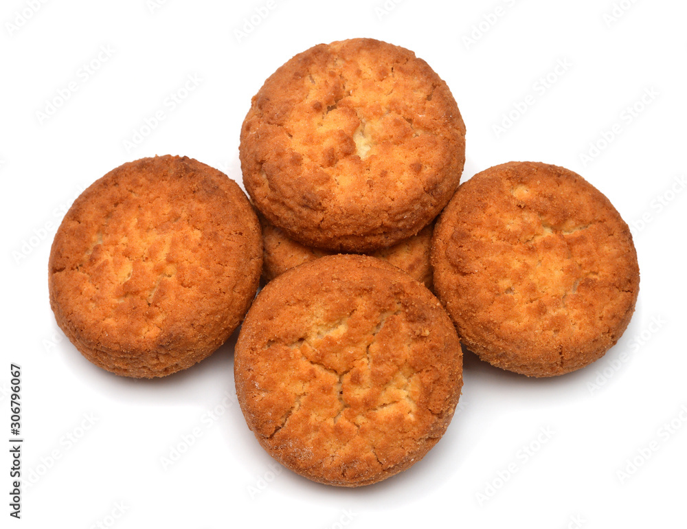 Butter cookies, biscuit, pastry isolated on white background. Top view, flat lay Butter cookies, biscuit, pastry isolated on white background. Top view, flat lay
