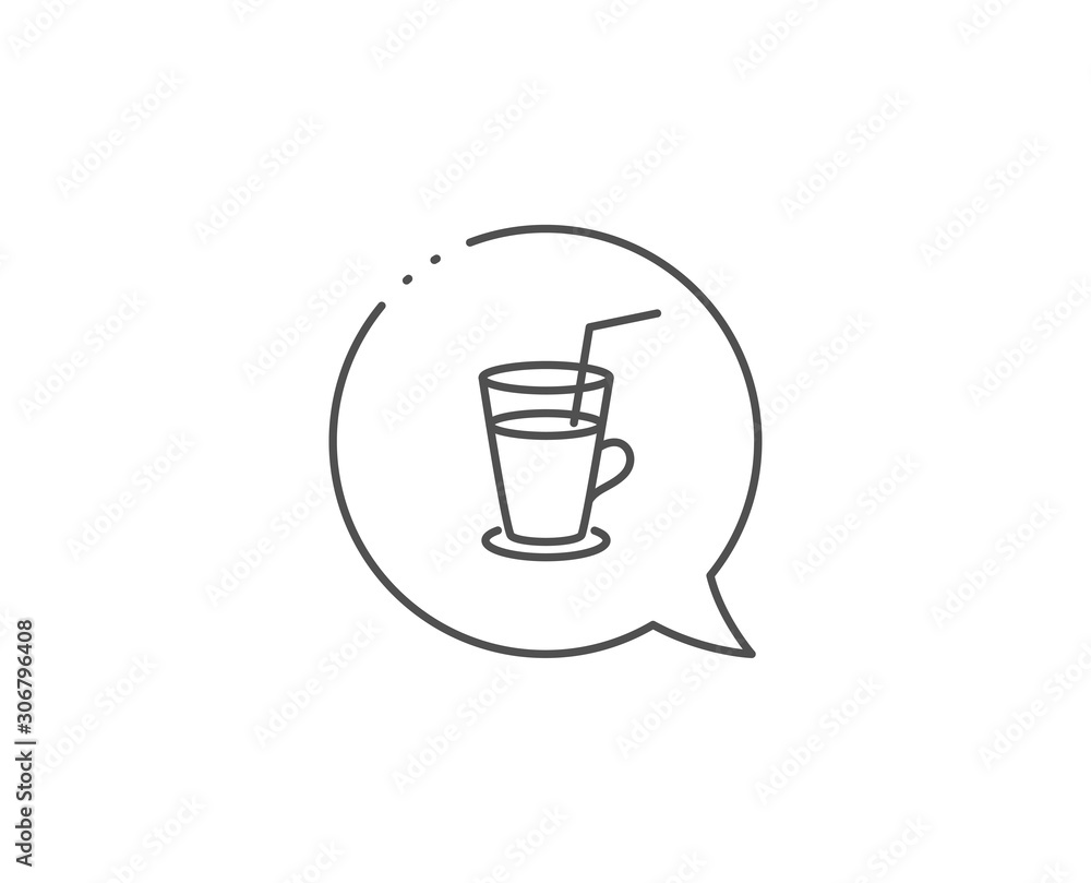 Coffee or Cocktail line icon. Chat bubble design. Fresh drink sign. Beverage symbol. Outline concept. Thin line cocktail icon. Vector Coffee or Cocktail line icon. Chat bubble design. Fresh drink sign. Beverage symbol. Outline concept. Thin line cocktail icon. Vector