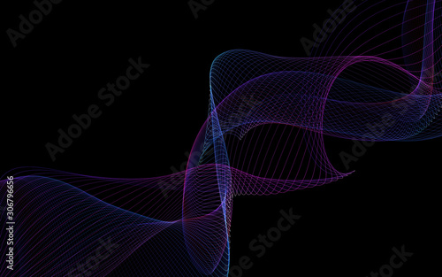 Dark abstract background with a glowing abstract waves