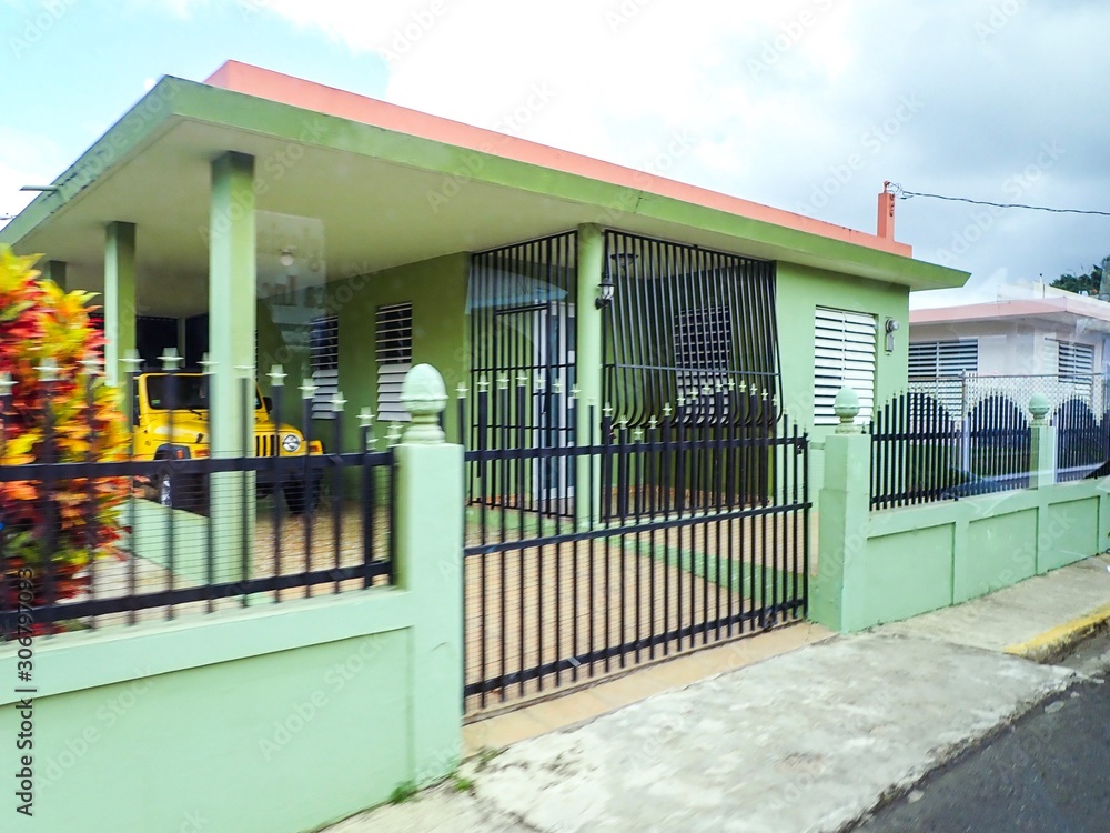 Puerto Rico Mint Green House with Gate Stock Photo Adobe Stock