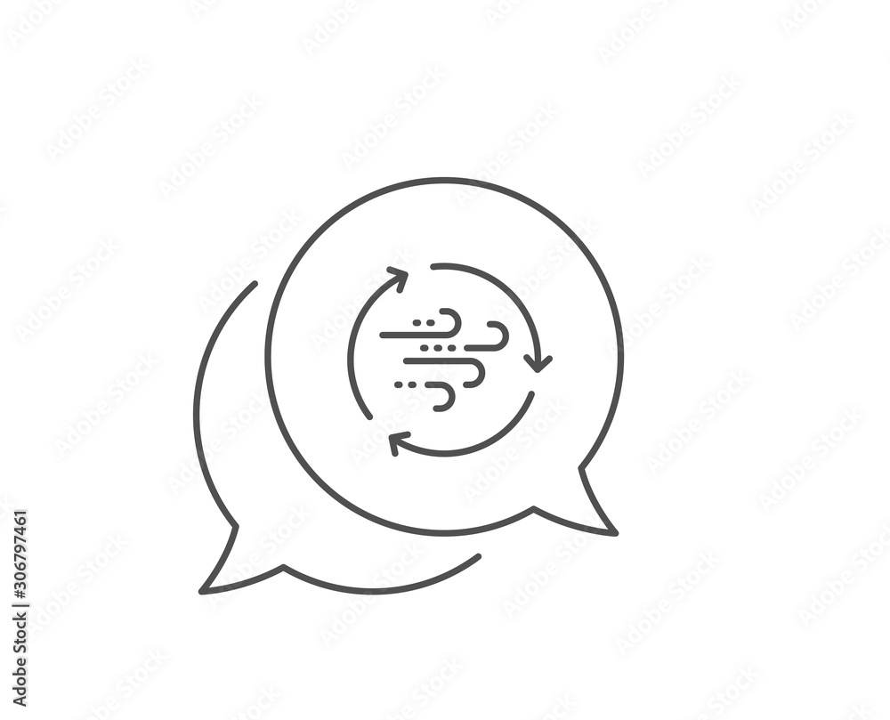 Wind energy line icon. Chat bubble design. Breeze sign. Ecology power symbol. Outline concept. Thin line wind energy icon. Vector