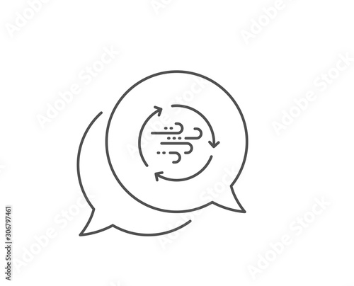 Wind energy line icon. Chat bubble design. Breeze sign. Ecology power symbol. Outline concept. Thin line wind energy icon. Vector