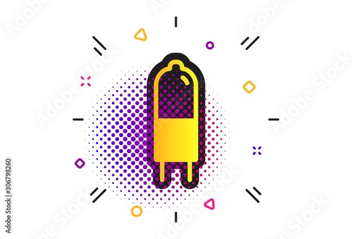 Light bulb icon. Halftone dots pattern. Lamp G4 socket symbol. Led or halogen light sign. Classic flat g4 lamp icon. Vector