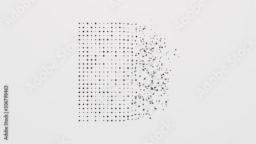 Black balls transforming. Abstract 3d animation.